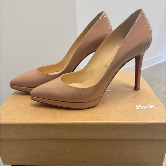 Christian Louboutin Pigalle Plato 100mm Nude Patent Heels! - Picture 2 of 6